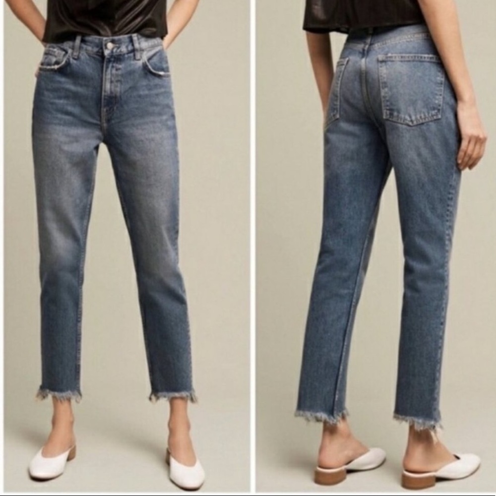 Pilcro And The Letterpress Tilde High Rise Raw Hem Jeans Size 27